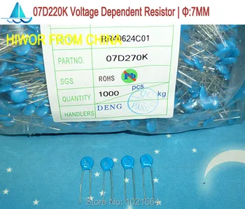(100ks/lot) Varistor 07D270K Napätie Závislé Odpory, VDR VSR, Priemer:7mm 27V, Varistor Odpor