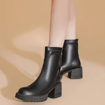 2022 Nové Jeseň Zima Chelsea Boots Ženy Platformu Béžová Čierna Členková Obuv pre Ženy Stručné Kliny Topánky na Zips Fringe Topánky