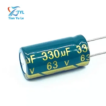 20pcs/veľa vysoká frekvencia nízka impedancia 63v 330UF hliníkové elektrolytický kondenzátor veľkosť 10*20 330UF 20%