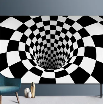 3d vír, koberce visual čierna a biela mriežka ilúzie koberec pre obývacia izba a spálňa domova mäkké salón chodbe rohože