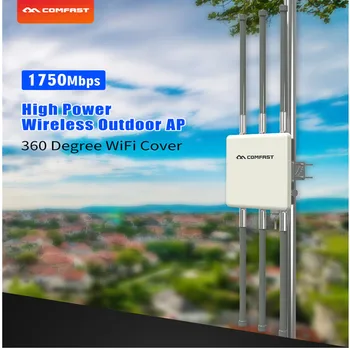 AC1750 Vysoký Výkon Vonkajšie gigabit WIFI Router/AP Bezdrôtový WIFI Opakovač predlžovač Dosahu 5 ghz 6*8dBi Anténa POE Prístupový bod AP