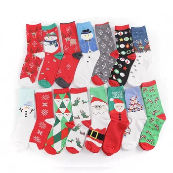 Bavlna Roztomilý dámske Ponožky Cartoon Harajuku Zábavné Šťastný Los Santa Claus Snowflake Strom Ponožka pre Dievča Dámy Vianočný Darček Lacné