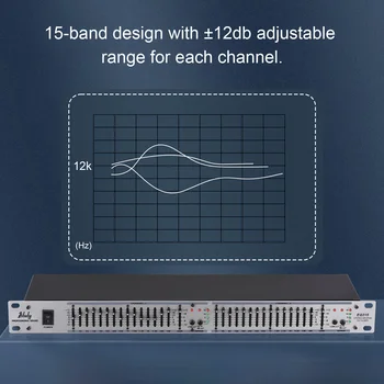 Btuty EQ-215 Dual Channel 15-Band Ekvalizér, 1U Rack Mount 2-kanálové Stereo 110-240V