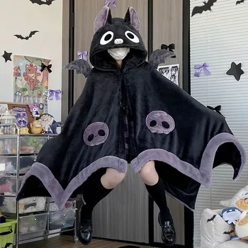Cartoon Bat Luxusné Pyžamo Rúcha Anime Flanelové Nightgown Zimné Dlhý Rukáv Noc Šaty Halloween Party Upír Cosplay Kostým