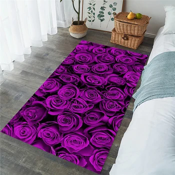 CLOOCL Nové Módne Koberec Purple Rose Art 3D Vytlačené Koberce pre Obývacia Izba Non-slip Vaňa Mat 120x160cm Alfombras Dropshipping