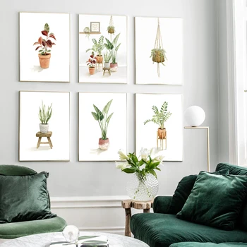Farebné list wall art maliarske plátno zelené štýl rastliny Nordic plagáty a vytlačí dekoratívne obrazy, darčeky pre milovníkov rastlín