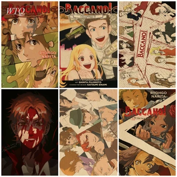 Japonsko, Anime Baccano! Anime Plagáty na Stenu Dekor Retro Plagátu Domova Wall Art Plátno na Maľovanie Fotografie pre detské Izby