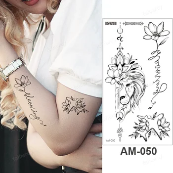 Jednoduché Línie Slová Dočasné Tetovanie Nálepky, Náčrt, Kvety Anime Roztomilý Vzory Tetovanie Fashion Dievčatá Krásu Arm Tattoo Rukáv Ruky