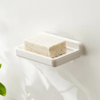 Jednoduché Mydlo Box Dvojité Mozgov Nástenné Moderné Domácnosti, kúpeľňové Doplnky Perforáciou-free Kúpeľňa Wc Toaletné Mydlo Box