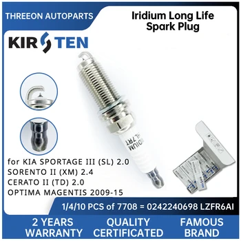 KIRSTEN Irídium Spark Plug pre KIA SPORTAGE III (SL) 2.0 SORENTO II (XM) 2.4 CERATO II (TD) 2.0 OPTIMA MAGENTIS 2009-15 FR7NES