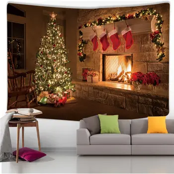 Krb Vianočné Gobelín Slávnostná Výzdoba Domov, Obývacia Izba, Spálňa Pozadí Záhrada Plagáty pre Mimo Veľkých Stene Visí