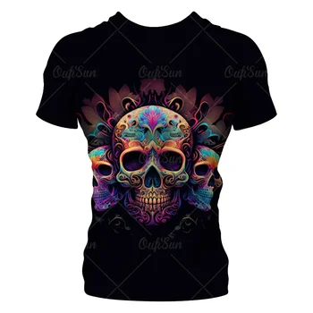Mexické Lebky Deň Mŕtvych Grafické 3D Print T Shirt pre Mužov Graffiti Oblečenie Horor Goth T-shirt Streetwear Módy Top Tees