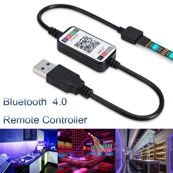 Mini Led Stmievač APLIKÁCIU bluetooth-kompatibilné Radič RGB SMD5050 5V 4pin USB Farba Hudbe Pre Domov Smart Pás Svetla