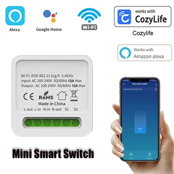Mini Wifi Smart Switch Modul 2-spôsob Kontroly Bezdrôtový Smart Home Istič DIY Svetlo Prepínače Pracujú s Alexa Domovská stránka Google Cozylife