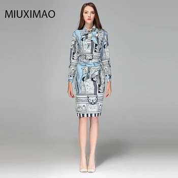 MIUXIMAO 2023 Vysokej Kvality Jar&Fall Fashion Vyhovovali Sady 2 Kus Ženy je Plný Rukáv Vytlačené Elegantné Kancelárske Šaty, Oblek Ženy