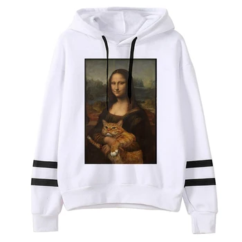Mona Lisa hoodies ženy anime Fleece Pulóver ženy vintage oblečenie