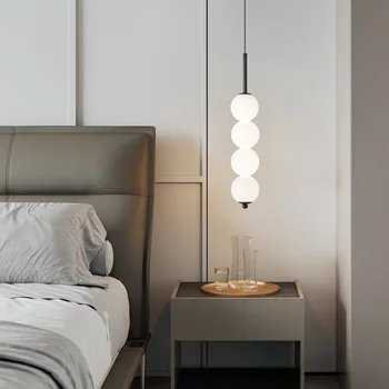Nordic Tvorivé Posteli Prívesok Svetlá Moderný Jednoduchý Medi Obývacia Izba stropov Jedáleň Sklenené Závesné Svietidlá LED