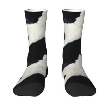 Novinka Tlače Čiernej A Bielej Kravy Skryť Ponožky Muži Ženy Úsek Leto Jeseň Zima Simulované Cowhide Textúrou Posádky Ponožky
