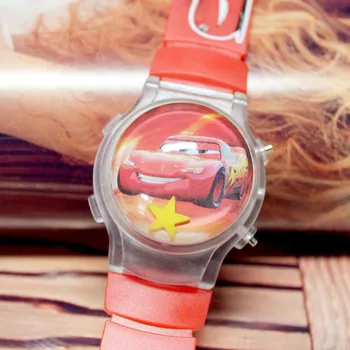 Nové Auto mobilizácie Karikatúry Lightning McQueen Silikónové pásky Svetelný detské hodinky v Pohode Blikajúce Chlapec Elektronické Hodinky