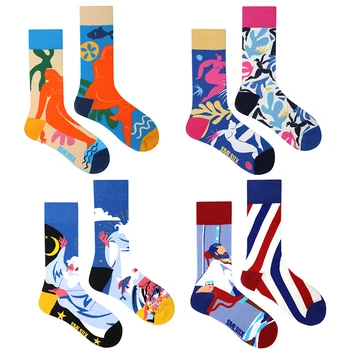 Nové Jarné A Letné Páry Skateboard Sox Tvorivé Abstraktné Umenie Harajuku Hip Hop Ulice Príliv Ponožky Farebné, Zábavné Ponožky
