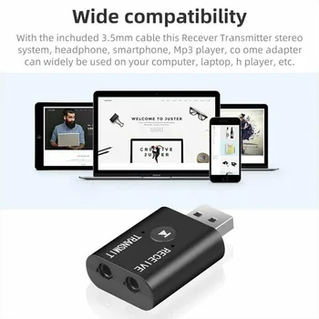 Odolné Bluetooth Vysielač&Prijímač USB Black Pre PC, MP3/MP4 Bezdrôtové 2 V 1, 3,5 mm 42*25*11 mm Audio Aux Adaptér