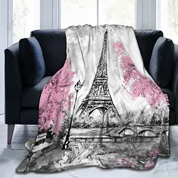 Paríž, Eiffelova Veža Hodiť Deka Mäkké Teplé celú Sezónu Ozdobné Obloženie Prikrývky na Posteľ Stoličky Auto, Pohovka, Pohovky, Spálne, King size