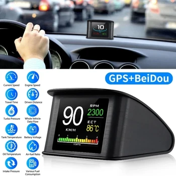 Pre Automobilovú Bezpečnosť T600 Head Up Display Auto OBD2 GPS, Počítač, Auto Digitálne OBD Jazdy Rýchlomer Spotrebou Paliva Napätie Teplotný