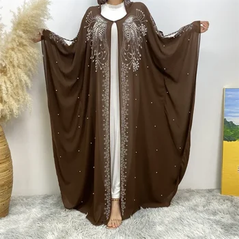 Ramadánu Moslimských Abaya Luxusné Arabskom Bat Rukáv Župan Drahokamu Šaty S Kapucňou Módne, Elegantné Dubaj Blízkom Východe Kimono 2023