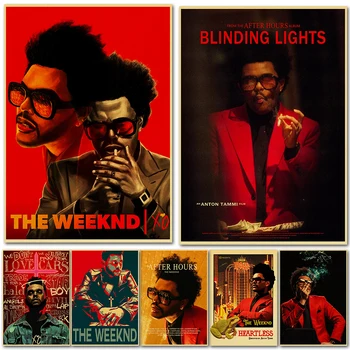 Rapper The Weeknd Retro Plagátu Kraft Papier Po Hodinách Vytlačí DIY Vintage Domov Miestnosť, Bar, Kaviareň Dekor Estetické Umenie, Nástenné Maľby