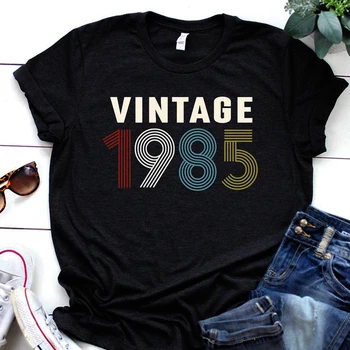 Ročník 1985 T-shirt Ženy Letné Módne Dievčatá Tshirts 39. Narodeniny Dámy T-Shirts Krátke Rukávy Topy Drop Shipping