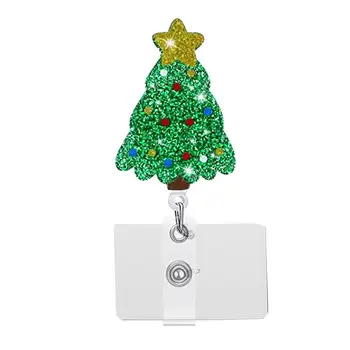 Santa Claus Odznak Držiteľ Elastická Karty Odznak Cievky Spoľahlivé A Bezpečné Keycard Držiteľ Vianočný Stromček Zvony Snehuliak Santa Claus