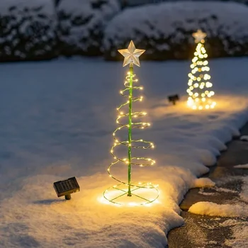 Solárne Outdoor Záhrada Vianočný Stromček Ľahké Stojan Záhrada LED Lampa Vianočné Dekorácie Nepremokavé Star Svietidlo Dekoratívne Svetlo
