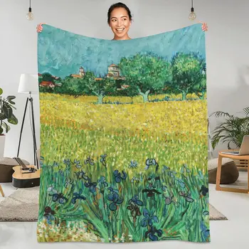 Super Mäkké Deky Camping Vincent Van Gogh Hodiť Deka Oblasti s Kvetmi Flanelové prehoz cez posteľ Gauč Posteľ Grafické rozkladacia Pohovka Kryt
