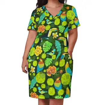 Tropické Duchov Fashion Street Šaty Voľné tvaru Krátke Sukne Príležitostné Párty Sukne 5Xl Lesa Tropickej Džungli Vtákov