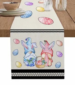 Veľkonočné Vajíčko Gnome Akvarel Stolové Prestieranie Svadobné Party Dekor Obrusy Veľkonočné Dekorácie Stôl Runner pre Domáce