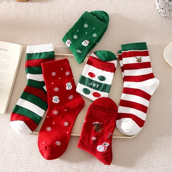 Vianočné Polovice Trubice Ponožky Vysoká Pružnosť Vianoce Ponožky Unisex Cartoon Elk Zimné Ponožky
