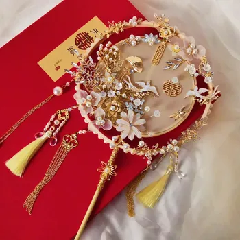 Vintage Svadba Strane Fanúšikov Osobné Svadobné Darčeky pre Hostí Handmade Svadobných Dodávky Zlatý Čínsky Ventilátor
