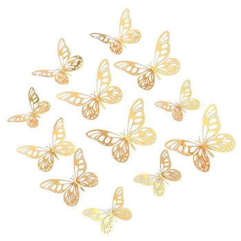 Vysoká Kvalita.motýle Navrhnuté Samolepky na Stenu Umenie Obtlačky 12Pcs Motýľ Obtlačky Dvere Dekor Ľahko Držať Zlato