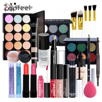 Všetko V Jednom Make-Up Set Eyeshadow Palety/ Lip Gloss/Korektor/ Očné Linky/ Kozmetická Taška Plná Make-Up Kit Ženy Darčekové Krabice Na Palete