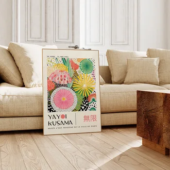 Yayoi Kusama Abstraktné Farebné Kvetinové Nordic Plagát A Tlač, Moderné Japonské Steny Umelecké Plátno Na Maľovanie Interiéru Obrázok Obývacia Izba