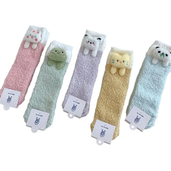 Zimné Fuzzy Ponožky pre Ženy, Dievčatá, Príjemné Mäkké Teplé Ponožky Bežné Domov Spať Ponožky Cartoon Črievičku Ponožky Dary