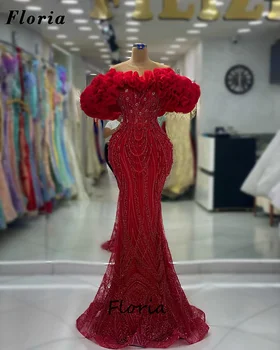 Červená Volánikmi Viazané Večerné Šaty Pre Ženy, Elegantné Ženy Morská Víla Dubaj Celebrity Šaty Korálkové Kryštály Narodeninovej Party Šaty 2023