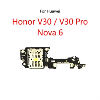 Čítačkou SIM Kariet Zásuvky Zásobník Slot Mikrofón Modul Doska Signálu Antény Pripojte Flex Kábel Pre Huawei Honor V30 Pro / Nova 6