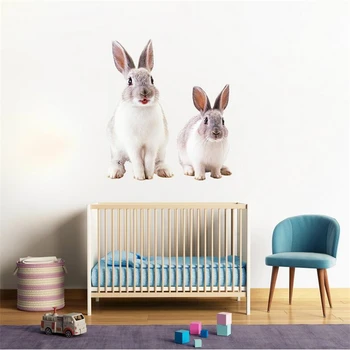 Živé 3D Rabbit Samolepky na Stenu Pre Deti, Spálne, Obývacia Izba Dekorácie Moderného Umenia nástenná maľba decoracao para sala