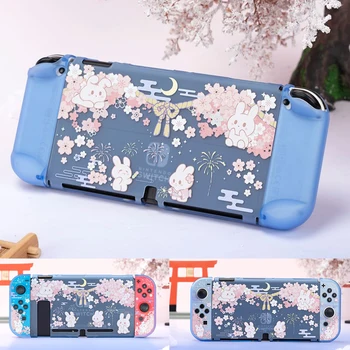 Sakura Králik Transparentné Pevný Kryt Crystal Shell Chránič Pre Nintendo Prepínač/NS Oled Radosť-Con Radič Ochranný Kože Prípade
