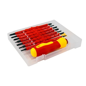 VDE Izolovaná Množina Skrutkovač S Tester Pero Red & Black Chróm Vanádiová Oceľ Elektrikári Ručné Náradie