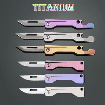 Vysoká Tvrdosť Titánové Čepele Mini Skladací Nôž Express Vreckové Nože výchovy k DEMOKRATICKÉMU občianstvu Viacúčelový Nôž S Otvárač Fliaš Skrutkovač Nástroj